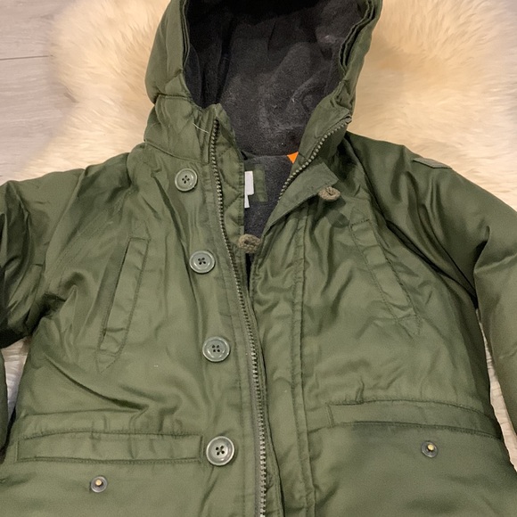 Baby Gap Army Green/Orange Winter Thick Down Puffer Jacket Interior Lining in 3T - Picture 4 of 10